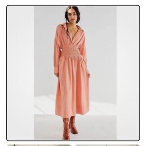 Rust color smoched waistline dress